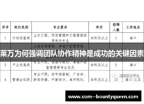 莱万为何强调团队协作精神是成功的关键因素