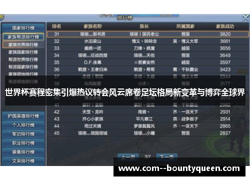 世界杯赛程密集引爆热议转会风云席卷足坛格局新变革与博弈全球界